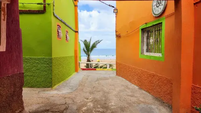 Colorful painted houses in Aghroud village near Agadir