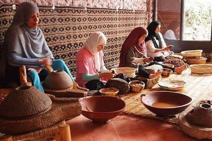 Visitors at argan oil cooperative on Agadir City Tour from Taghazout