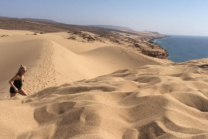 Sunset view over Timlalin Dunes desert near Agadir
