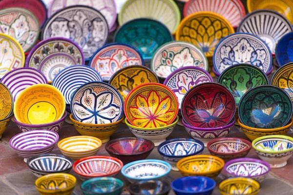 Moroccan handicrafts at Souk El Had Agadir during Taghazout excursion