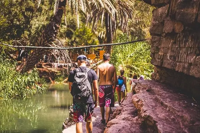 Tourists enjoying Paradise Valley from Agadir – swimming in natural rock pools