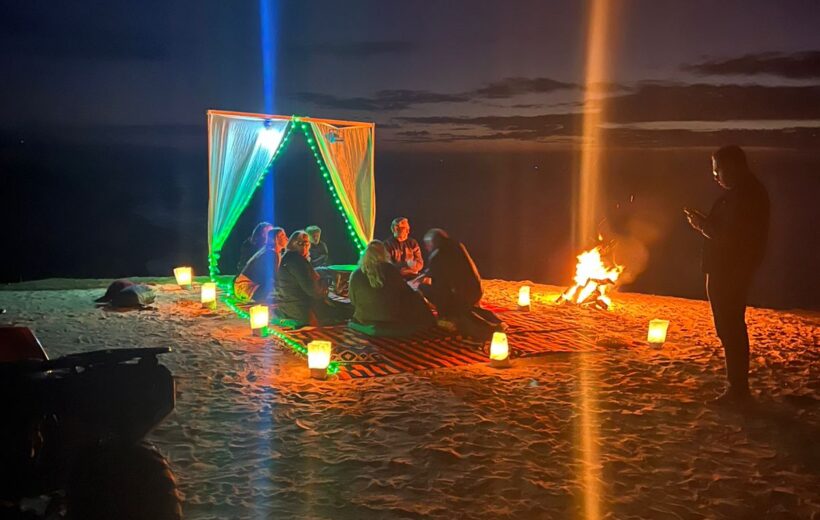 Dinner desert tour from Taghazout with traditional Moroccan food at sunset
