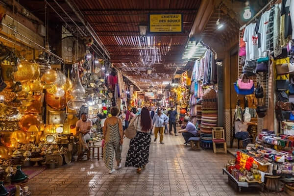 Marrakech Medina souks during a day trip from Taghazout