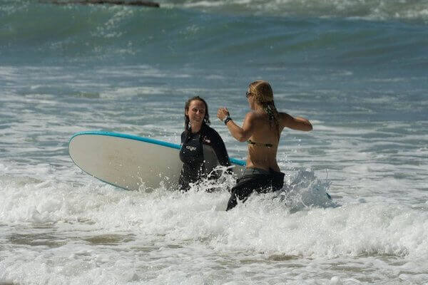 Surfer riding a wave in Taghazout Morocco